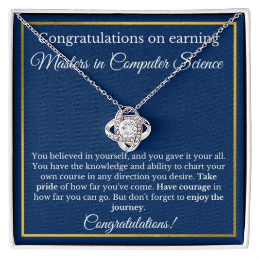 Masters CS Degree Graduation Gifts, SWE, Software Engineer Gifts, Masters of Computer Science Gold Diamond Necklace