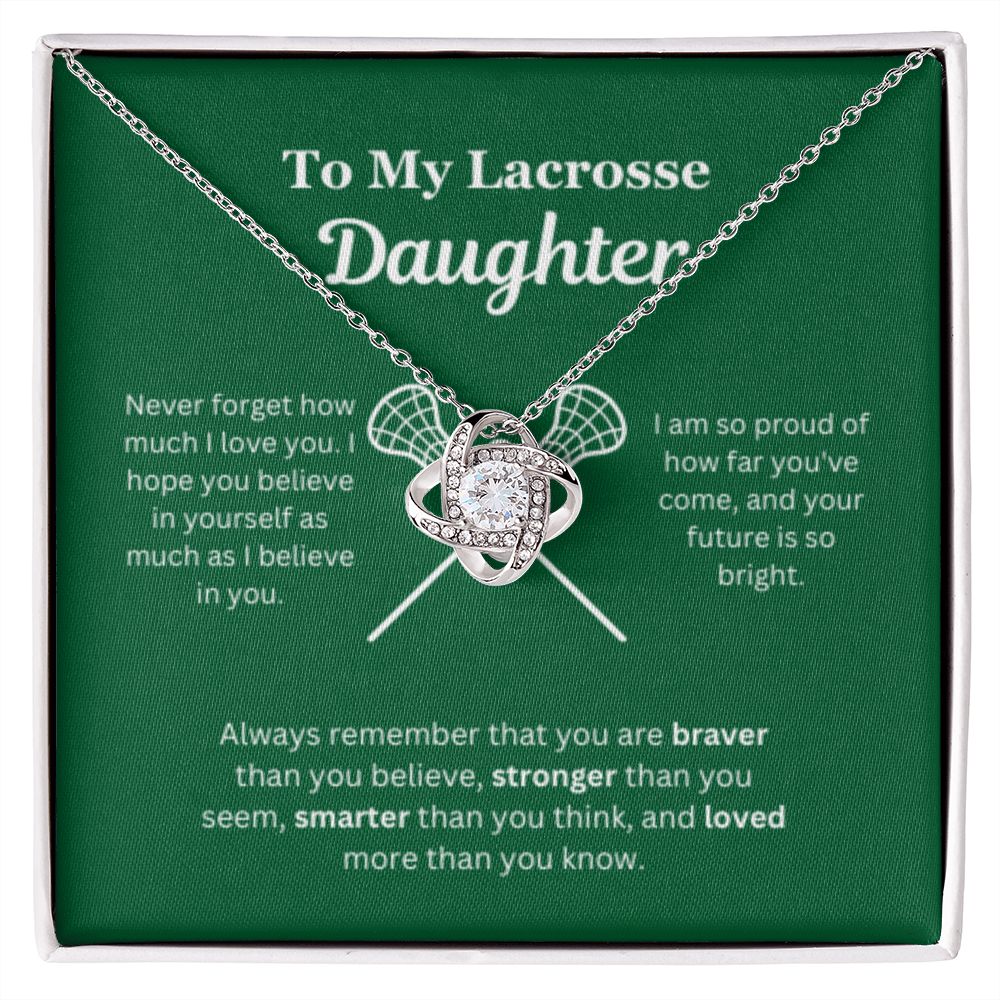 EllePendants To My Lacrosse Daughter Necklace, Father Daughter Necklace, Mother Daughter Necklace, Daughter Birthday, Heart Jewelry, Gold Jewelry, Love Knot, Message Card Necklace
