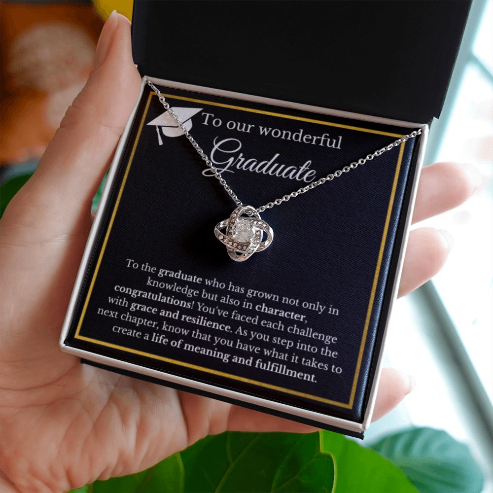 Graduation Gift Necklace, Gold Diamond, Graduation Gifts for Her, High School Graduation Gifts for Her, College Graduation, Class of 2023 Love Knot
