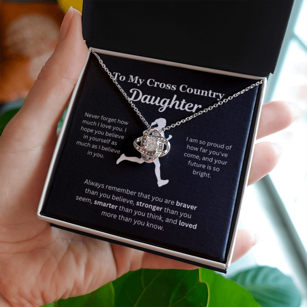EllePendants To My Cross Country Daughter Necklace, Father Daughter Necklace, Mother Daughter Necklace, Daughter Birthday, Heart Jewelry, Gold Jewelry