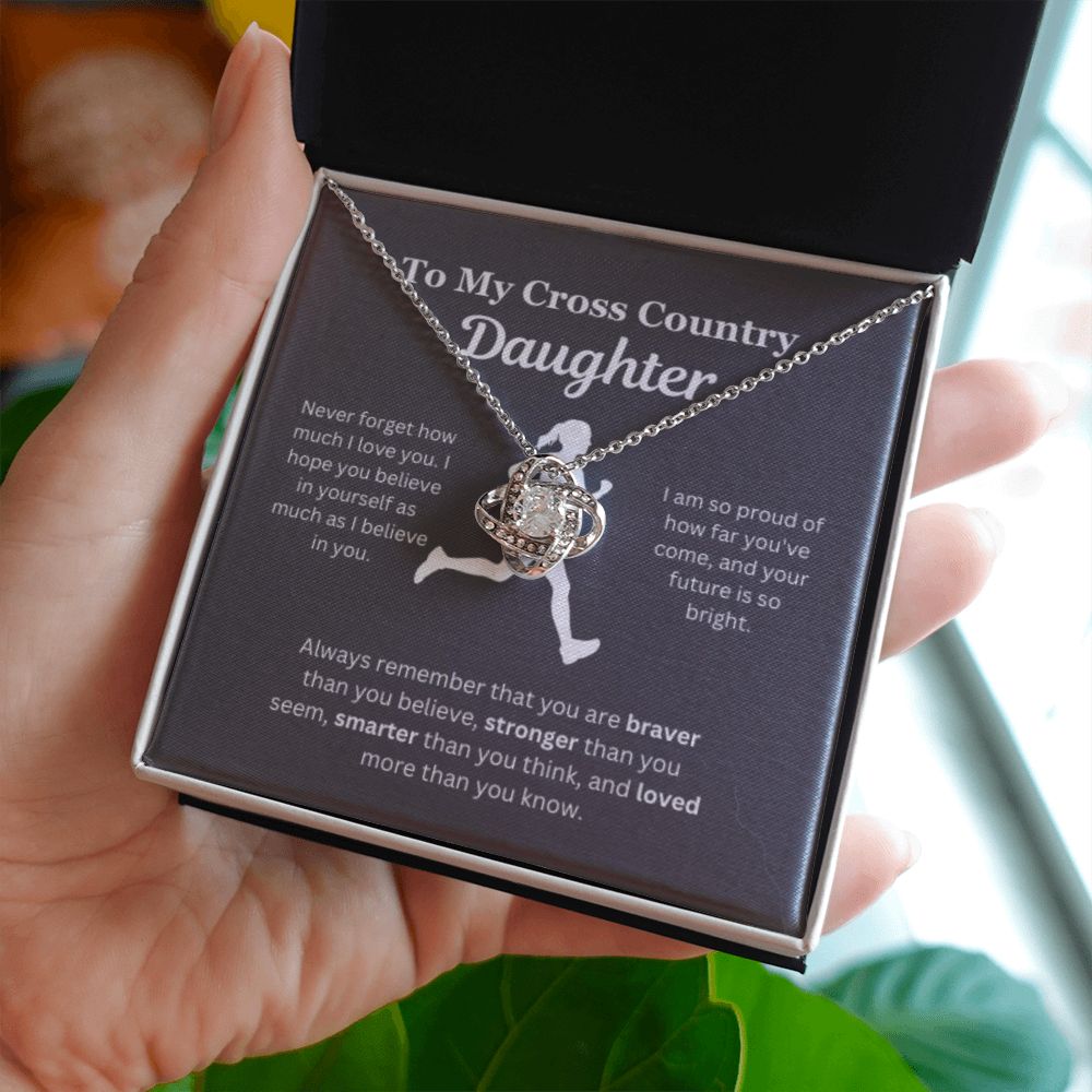 EllePendants To My Cross Country Daughter Necklace, Father Daughter Necklace, Mother Daughter Necklace, Daughter Birthday, Heart Jewelry, Gold Jewelry