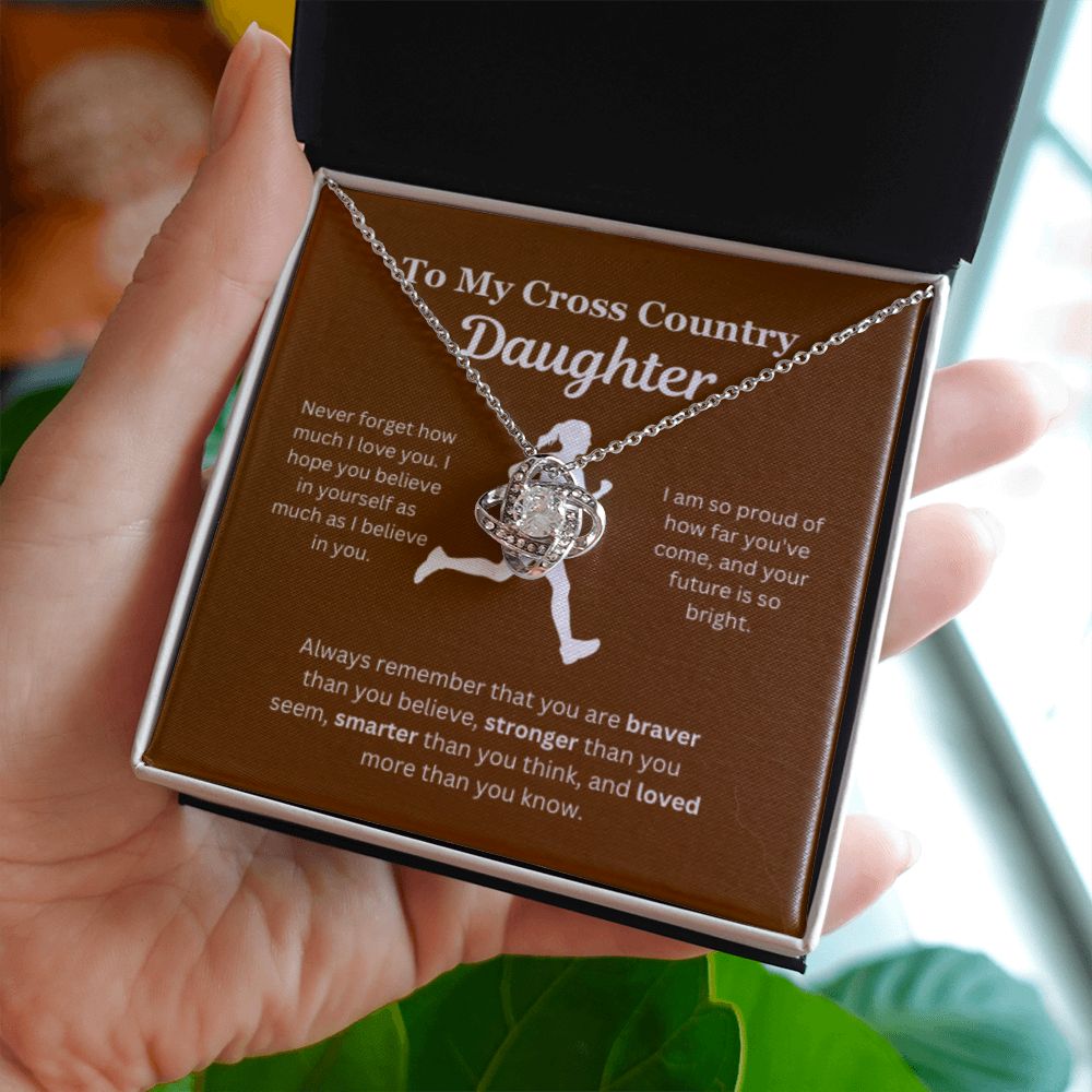 EllePendants To My Cross Country Daughter Necklace, Father Daughter Necklace, Mother Daughter Necklace, Daughter Birthday, Heart Jewelry, Gold Jewelry