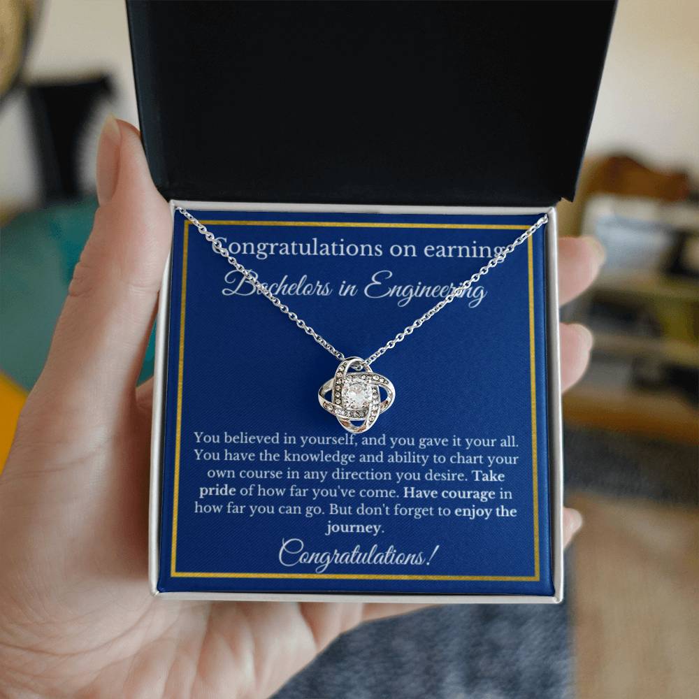 BS Engineering Degree Graduation Gifts, Technology, Engineer Gifts, Bachelors of Engineering Gold Diamond Necklace