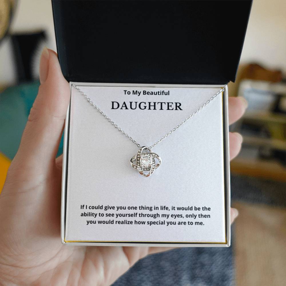 To My Beautiful Daughter Love Knot Necklace, Gift For Daughter From Mom, Daughter's Birthday, Daughter's Graduation, Daughter Jewelry