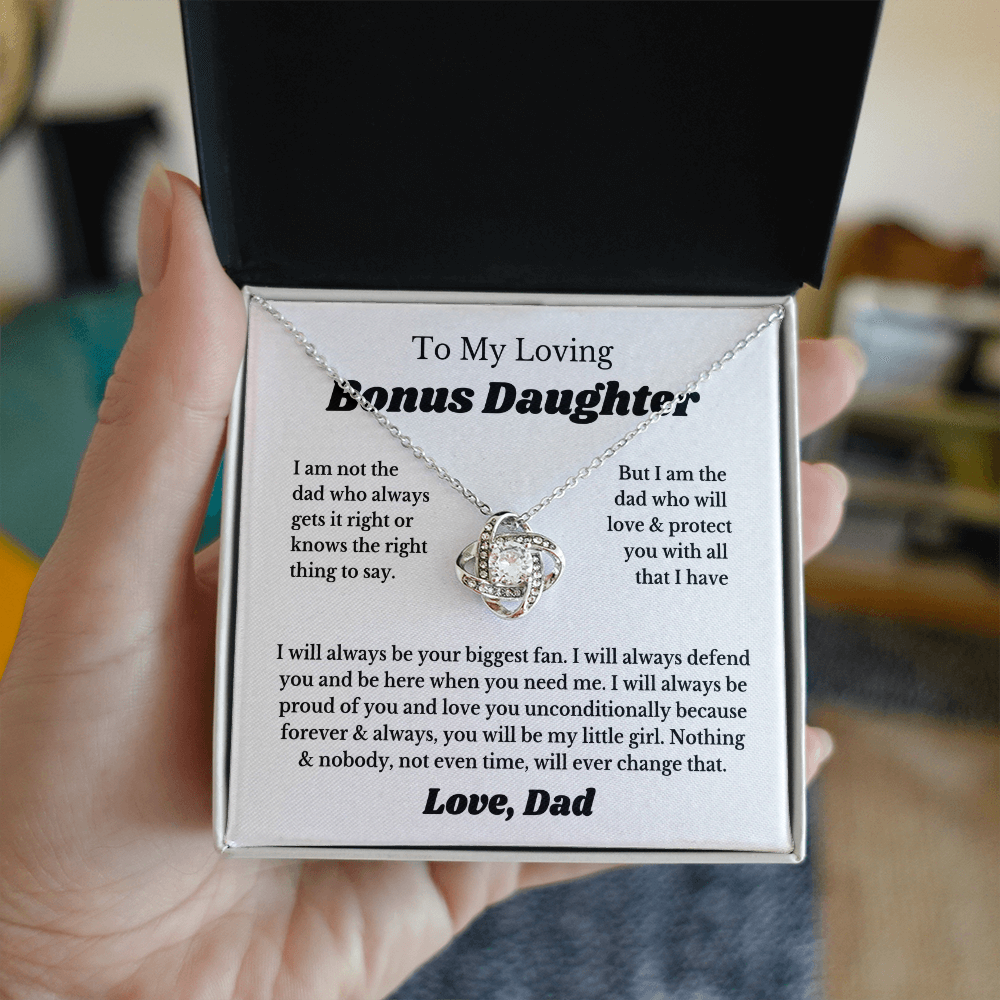 To My Bonus Daughter Necklace Gift From Dad, Stepdaughter Jewelry