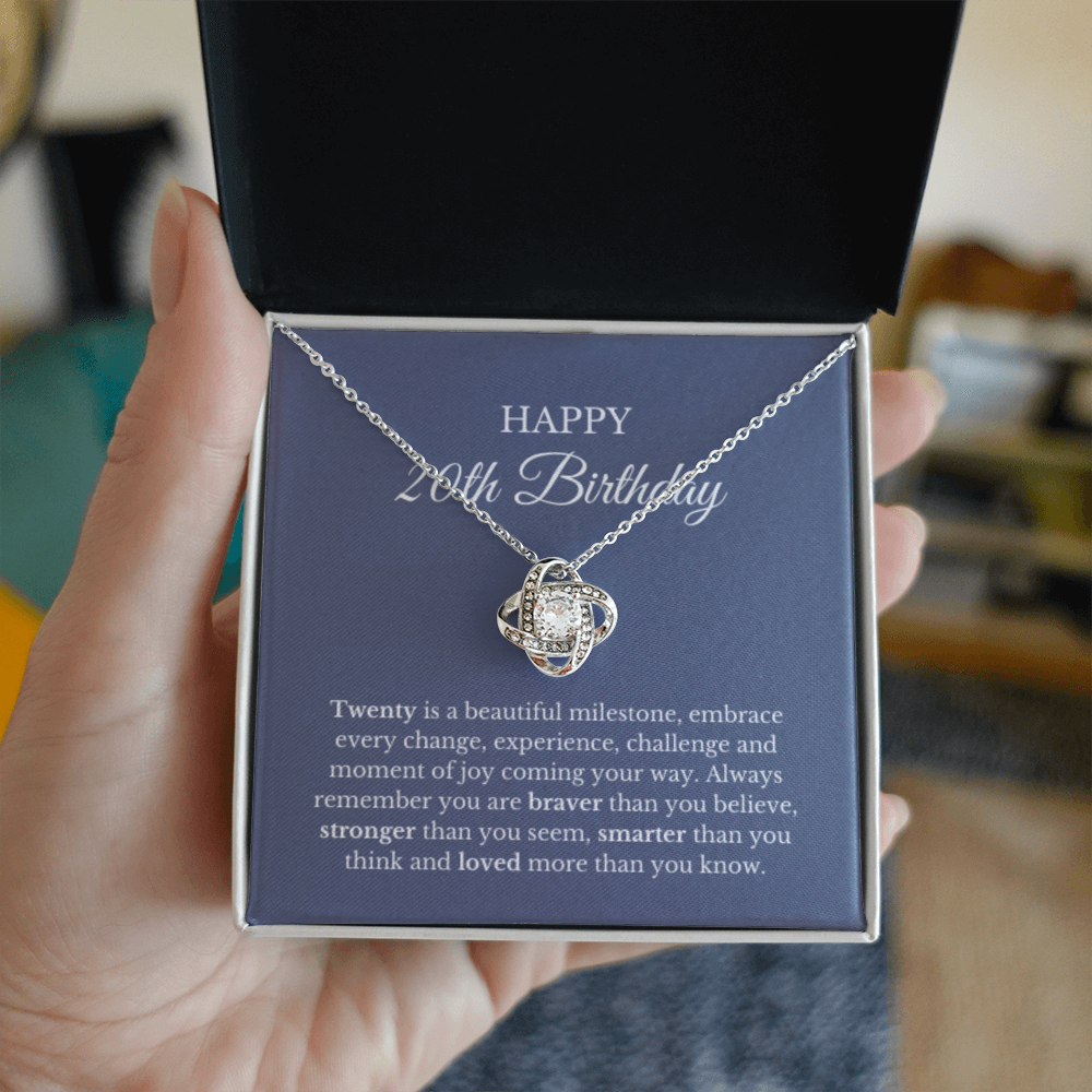 20th Birthday Necklace, Love Knot Jewelry