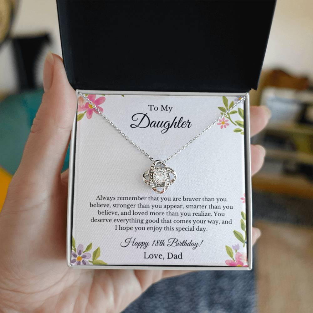 Daughter's 18th Birthday Necklace Gift With Message Card, To My Daughter 18th Birthday Gift From Dad