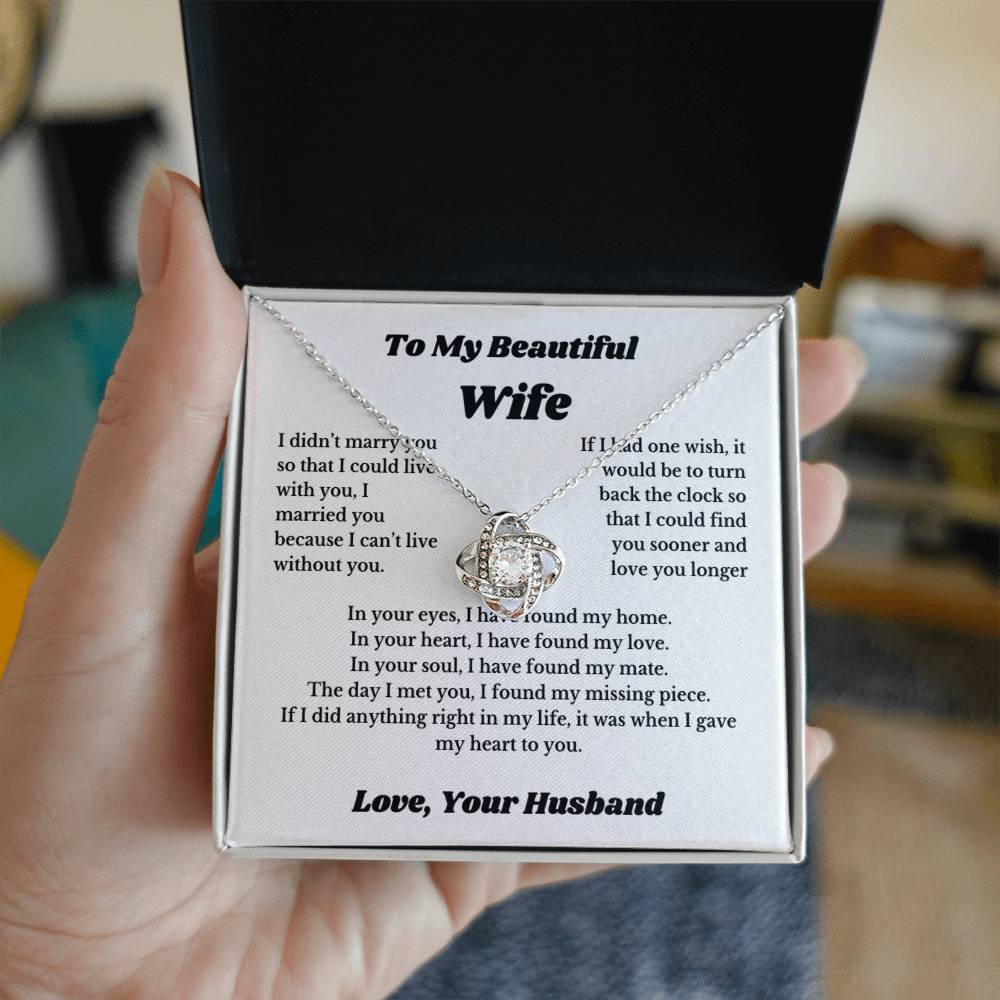 To My Wife Necklace from Husband – Romantic Wife Gift, Birthday Anniversary Valentine's Day Jewelry for Her