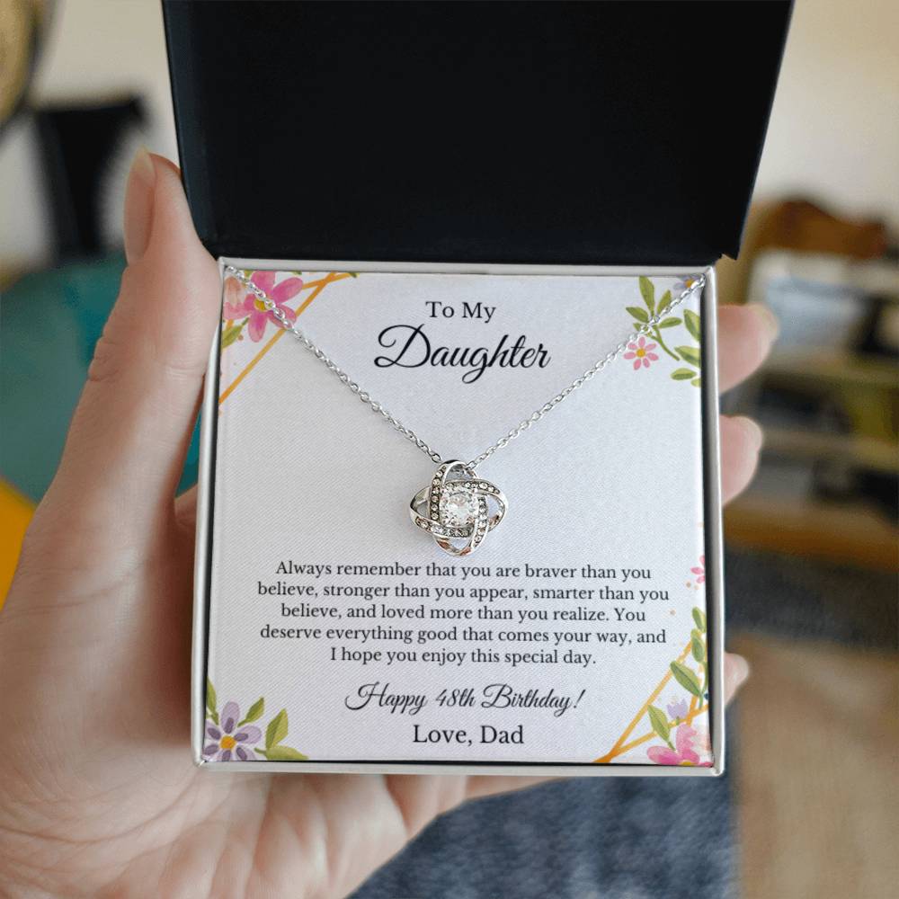 Daughter's 48th Birthday Necklace Gift With Message Card, To My Daughter 48th Birthday Gift From Dad