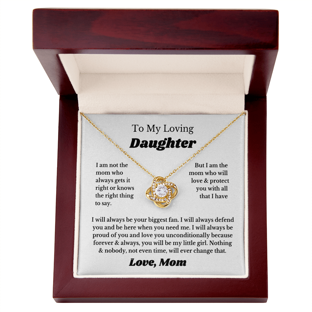 Gift For Daughter, Sterling Silver Daughter Necklace, Love Knot Pendant, Adjustable Chain, From Mom