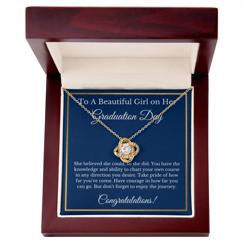 Love Knot Graduation Gift Necklace, Gold Diamond, for Her, High School, College Class of 2025