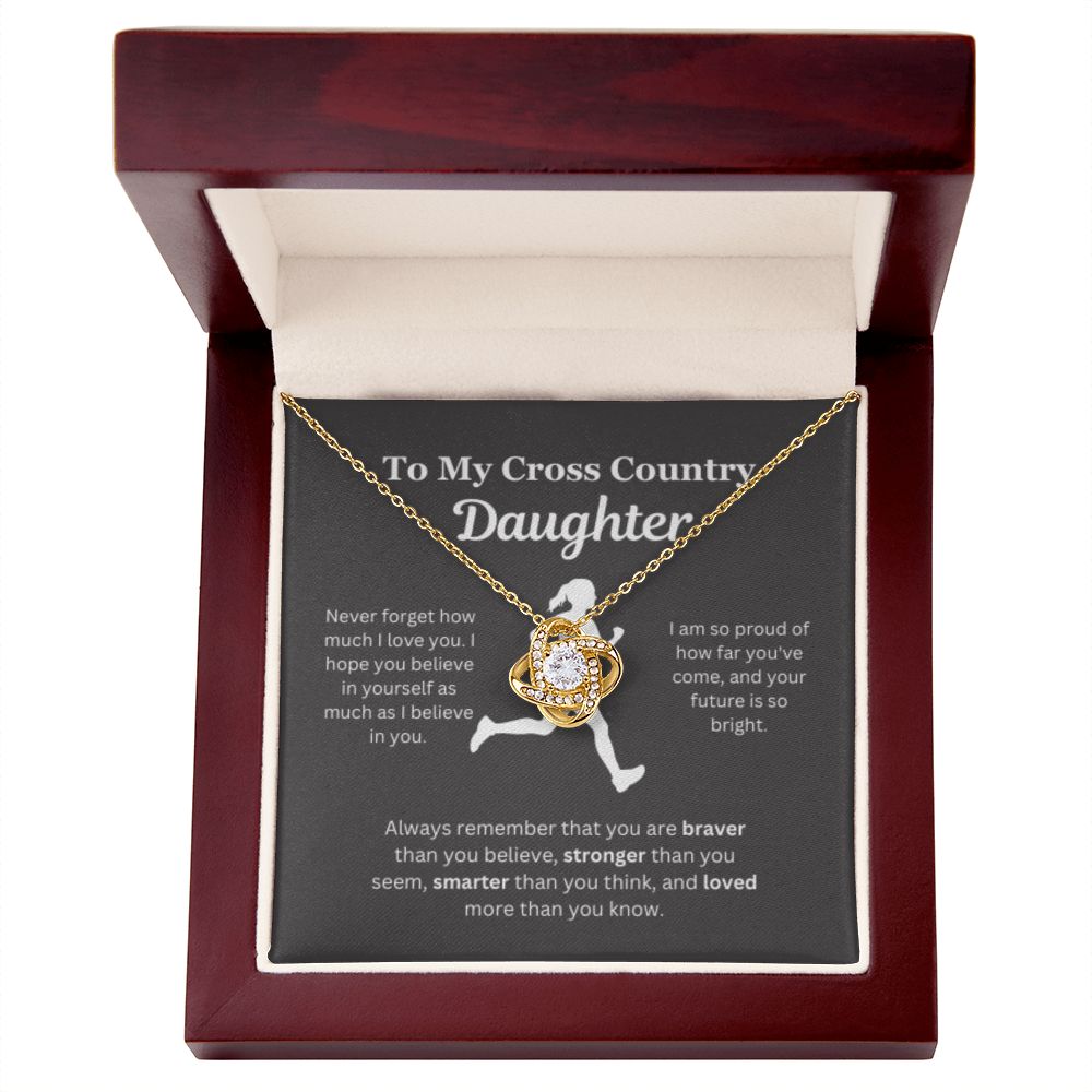 EllePendants To My Cross Country Daughter Necklace, Father Daughter Necklace, Mother Daughter Necklace, Daughter Birthday, Heart Jewelry, Gold Jewelry