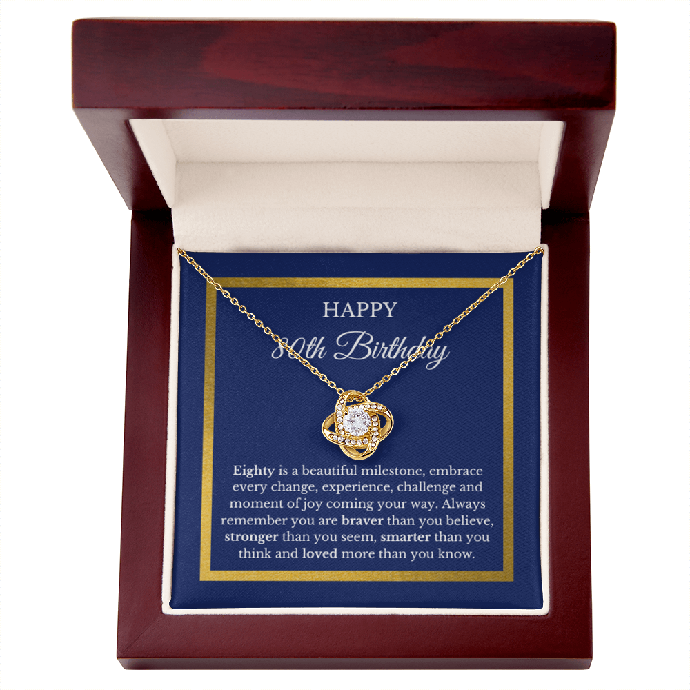 80th Birthday Necklace Love Knot
