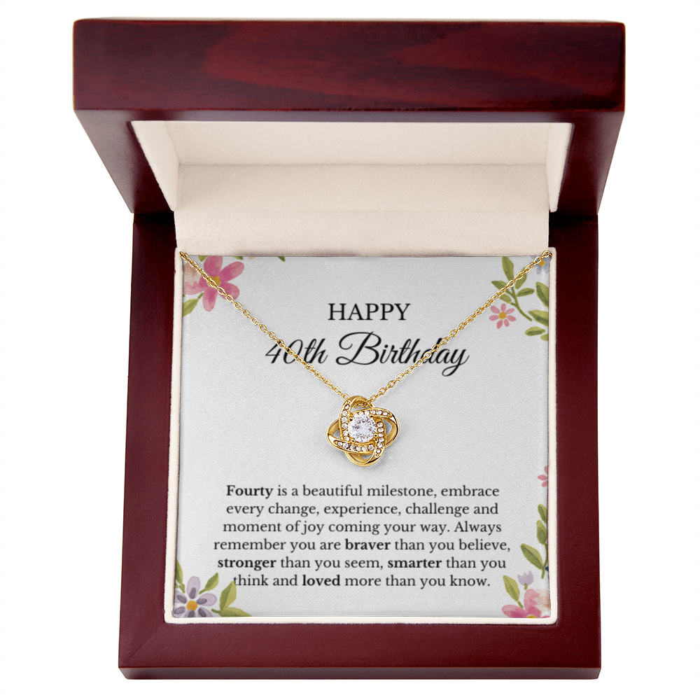 40th Birthday Necklace, Birthday Love Knot Necklace
