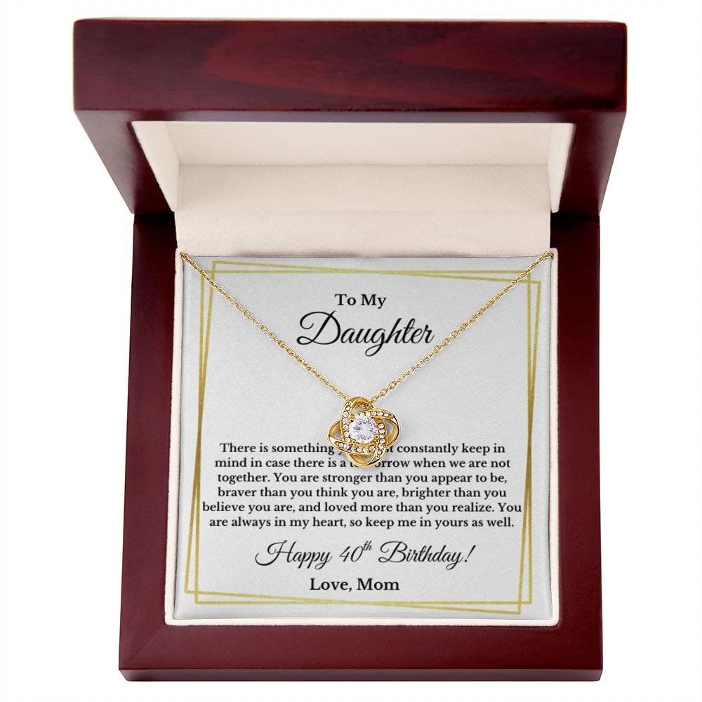 Daughter's 40th Birthday Necklace Gift With Message Card Love Mom