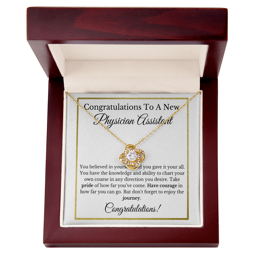 Physician Assistant Graduation Love Knot Gift, Graduation Gift For PA, PA Jewelry Gift.