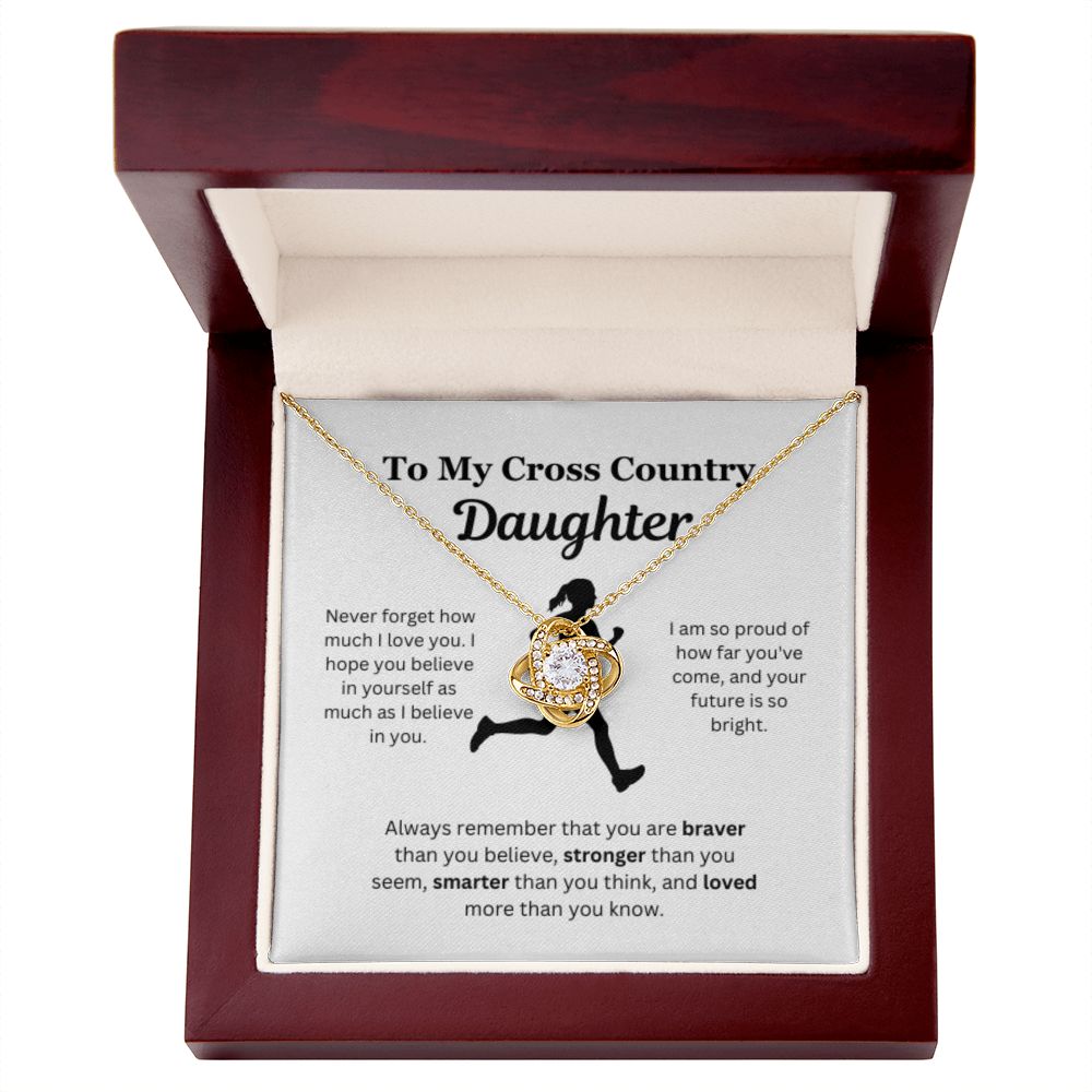 EllePendants To My Cross Country Daughter Necklace, Father Daughter Necklace, Mother Daughter Necklace, Daughter Birthday, Heart Jewelry, Gold Jewelry