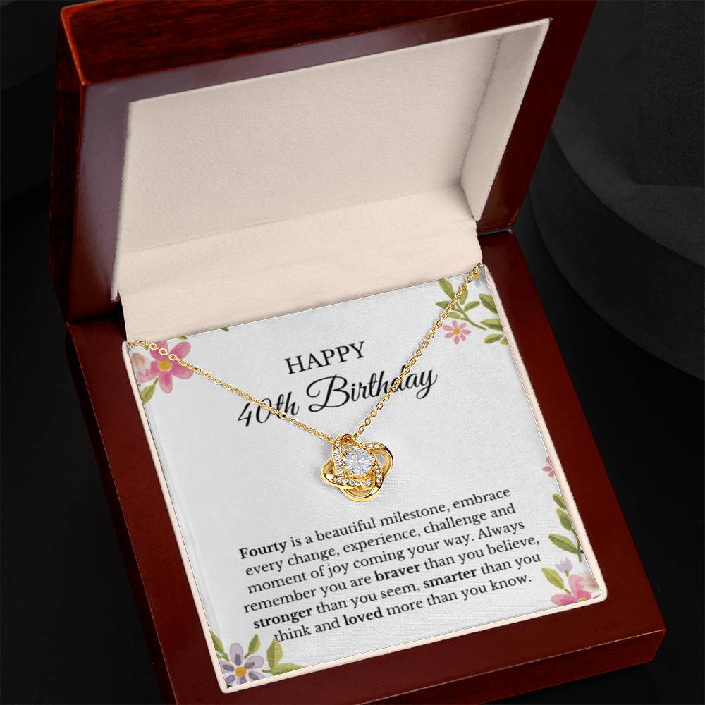 40th Birthday Necklace, Birthday Love Knot Necklace