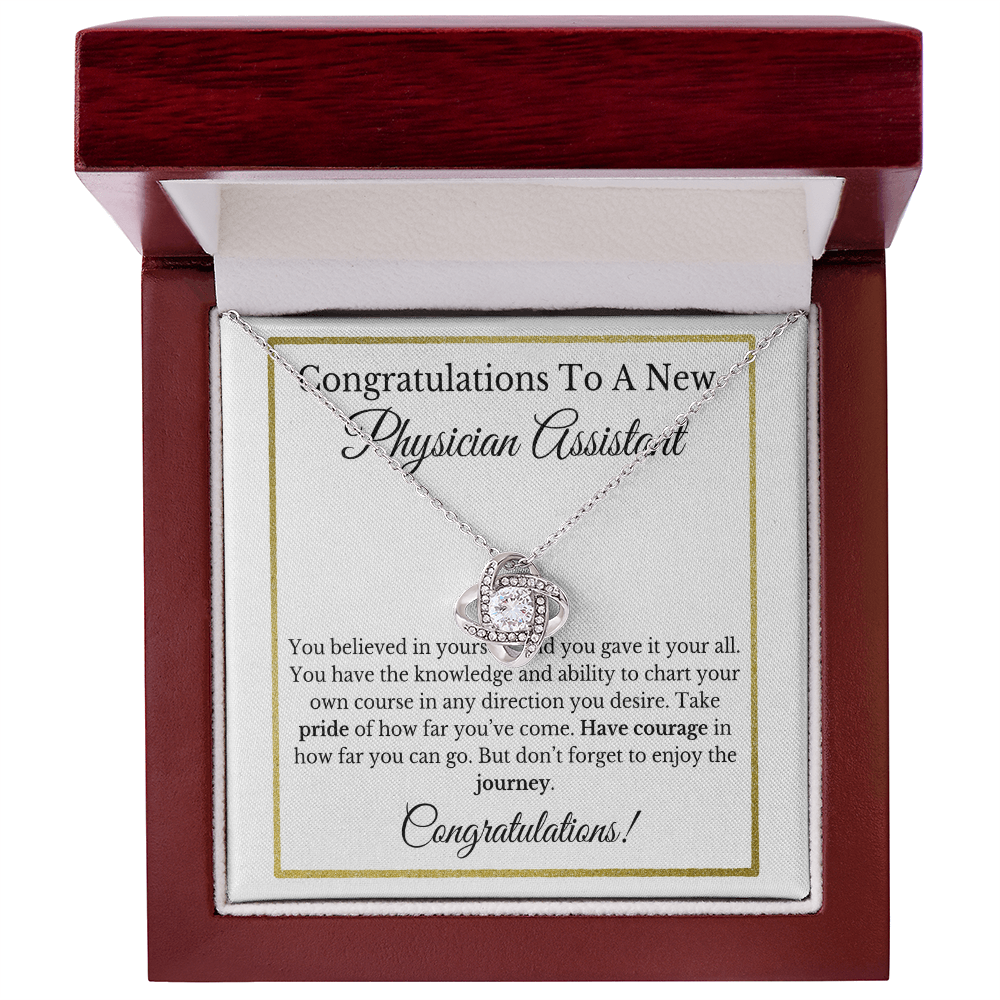 Physician Assistant Graduation Love Knot Gift, Graduation Gift For PA, PA Jewelry Gift.