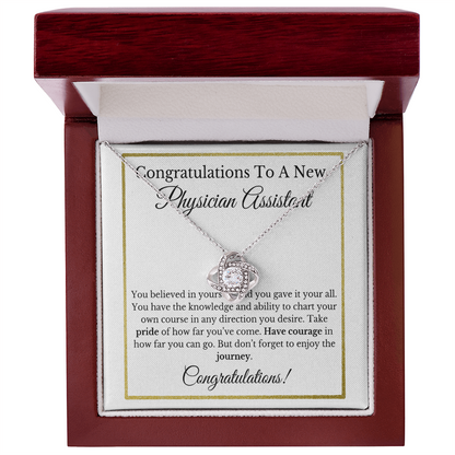 Physician Assistant Graduation Love Knot Gift, Graduation Gift For PA, PA Jewelry Gift.