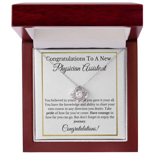 Physician Assistant Graduation Love Knot Gift, Graduation Gift For PA, PA Jewelry Gift.
