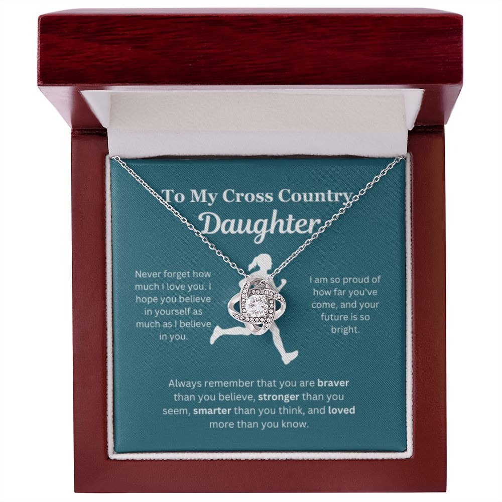 EllePendants To My Cross Country Daughter Necklace, Father Daughter Necklace, Mother Daughter Necklace, Daughter Birthday, Heart Jewelry, Gold Jewelry