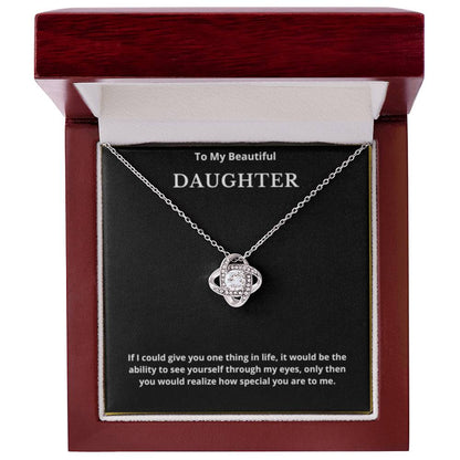 To My Beautiful Daughter Love Knot Necklace, Gift For Daughter From Mom, Daughter's Birthday, Daughter's Graduation, Daughter Jewelry