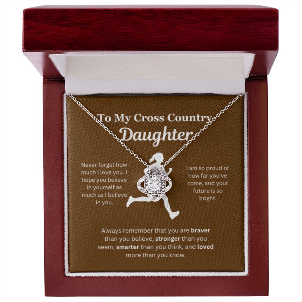 EllePendants To My Cross Country Daughter Necklace, Father Daughter Necklace, Mother Daughter Necklace, Daughter Birthday, Heart Jewelry, Gold Jewelry