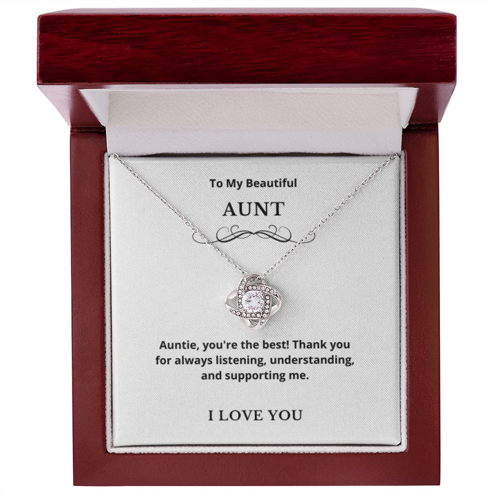 Love Knot To My Aunt Jewelry, Aunt Necklace Gift, Cousin Gift, Family Jewelry, Message Card Gift, For Aunt, Aunt Birthday