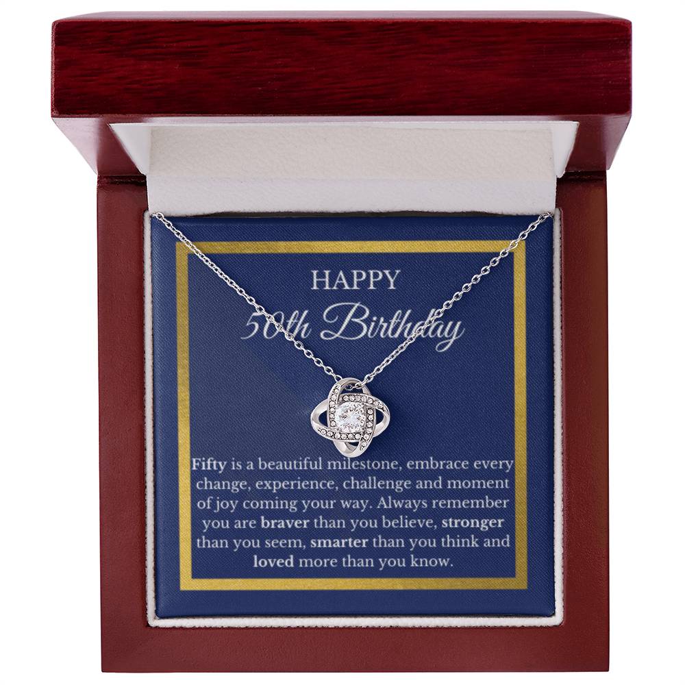 Fifty Birthday Necklace, Birthday Necklace, For Woman, Birthday Card, 50th