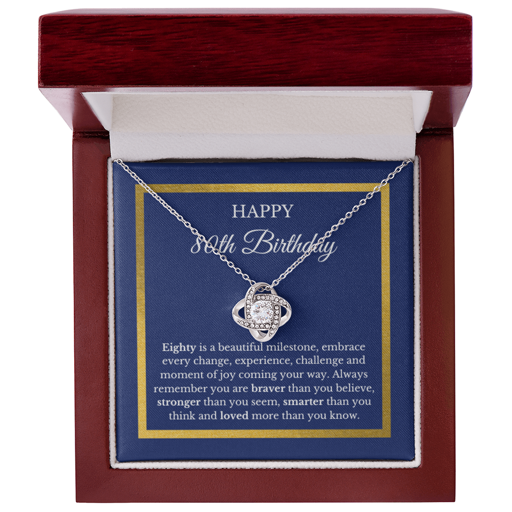 80th Birthday Necklace Love Knot