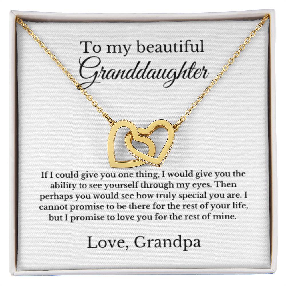 Grandpa Granddaughter Necklace, Grandfather Gift, Grandchild Gift, Jewelry for Granddaughter, Message Card Necklace, Interlocking