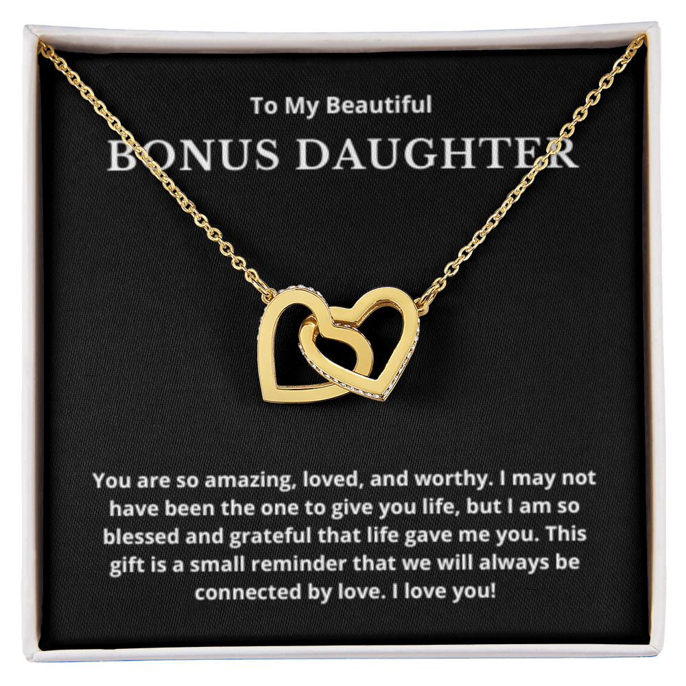 Interlocking Hearts Bonus Daughter Gift, Step Daughter Necklace