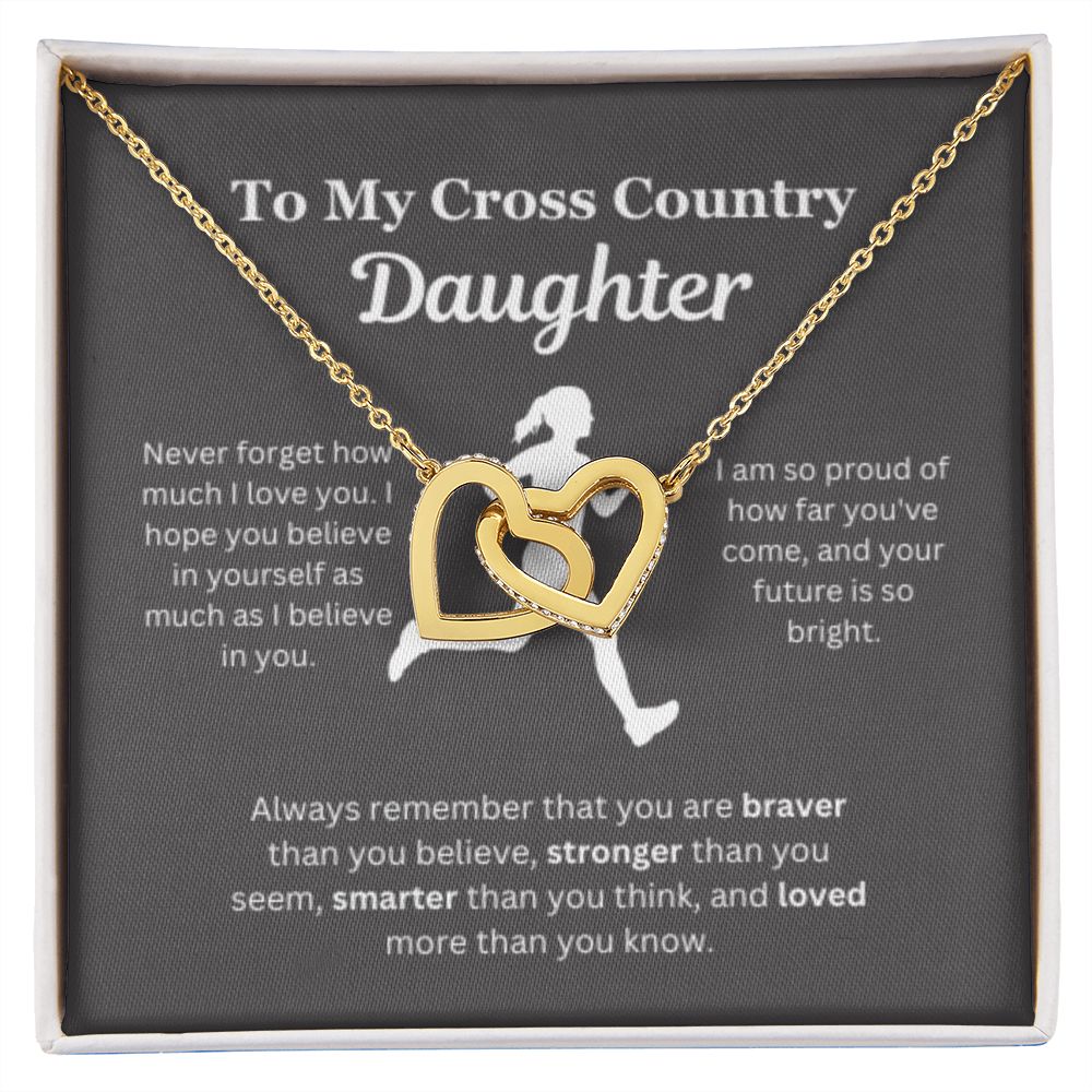 EllePendants To My Cross Country Daughter Necklace, Father Daughter Necklace, Mother Daughter Necklace, Daughter Birthday, Heart Jewelry, Gold Jewelry