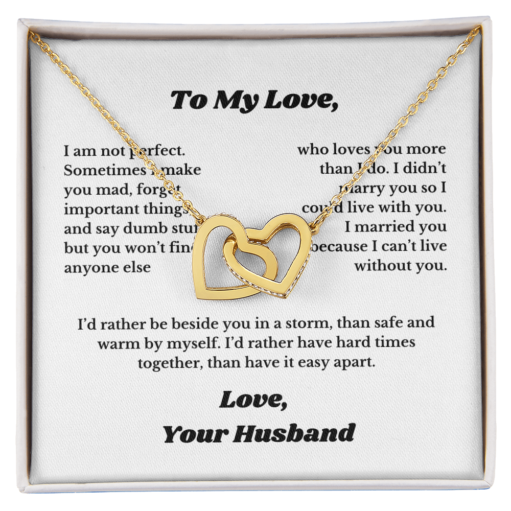 Gifts To My Love, Interlocking Heart Necklace for Wife From Husband, Anniversary Jewelry, Christmas Birthday for Her, Wifey, Valentines