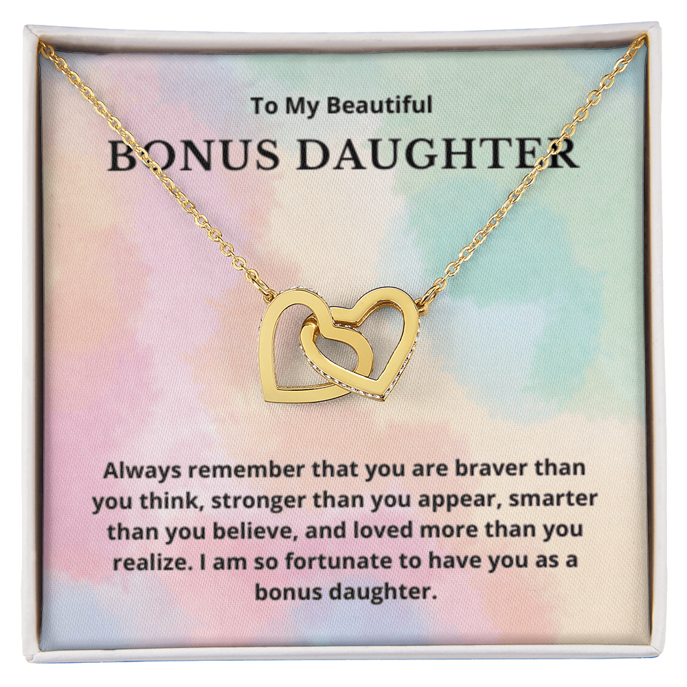 Bonus Daughter Gift for Step Daughter Interlocking Hearts Necklace
