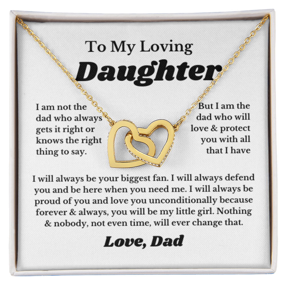 To My Daughter Interlocking Heart Necklace Gift From Dad, Jewelry