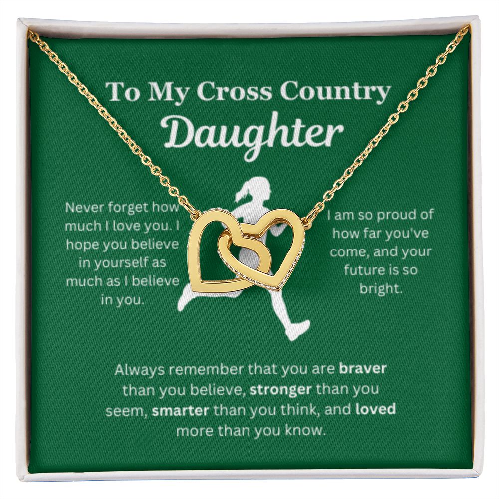 EllePendants To My Cross Country Daughter Necklace, Father Daughter Necklace, Mother Daughter Necklace, Daughter Birthday, Heart Jewelry, Gold Jewelry