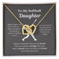 EllePendants To My Softball Daughter Necklace, Father Daughter Necklace, Mother Daughter Necklace, Daughter Birthday, Heart Jewelry, Gold Jewelry, Interlocking Hearts, Message Card Necklace