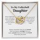 EllePendants To My Volleyball Daughter Necklace, Father Daughter Necklace, Mother Daughter Necklace, Daughter Birthday, Heart Jewelry, Gold Jewelry, Interlocking Hearts, Message Card Necklace
