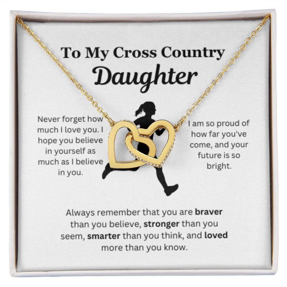 EllePendants To My Cross Country Daughter Necklace, Father Daughter Necklace, Mother Daughter Necklace, Daughter Birthday, Heart Jewelry, Gold Jewelry