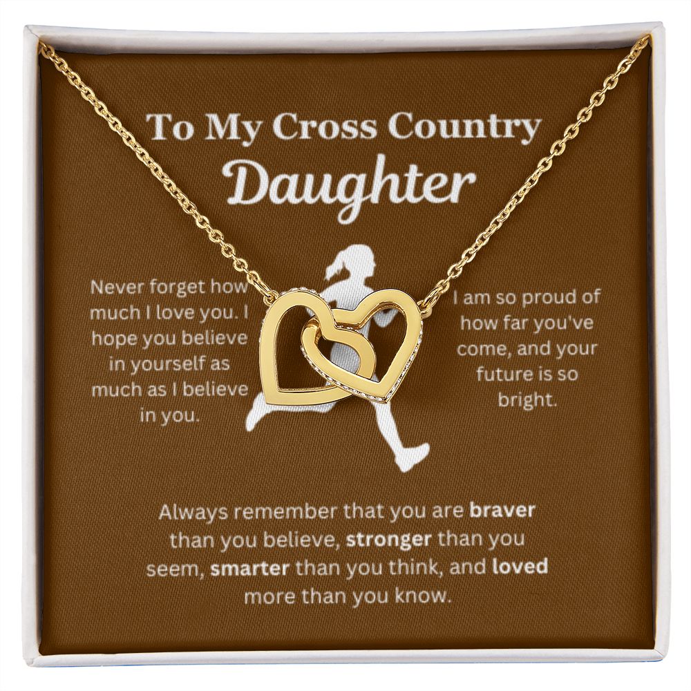 EllePendants To My Cross Country Daughter Necklace, Father Daughter Necklace, Mother Daughter Necklace, Daughter Birthday, Heart Jewelry, Gold Jewelry