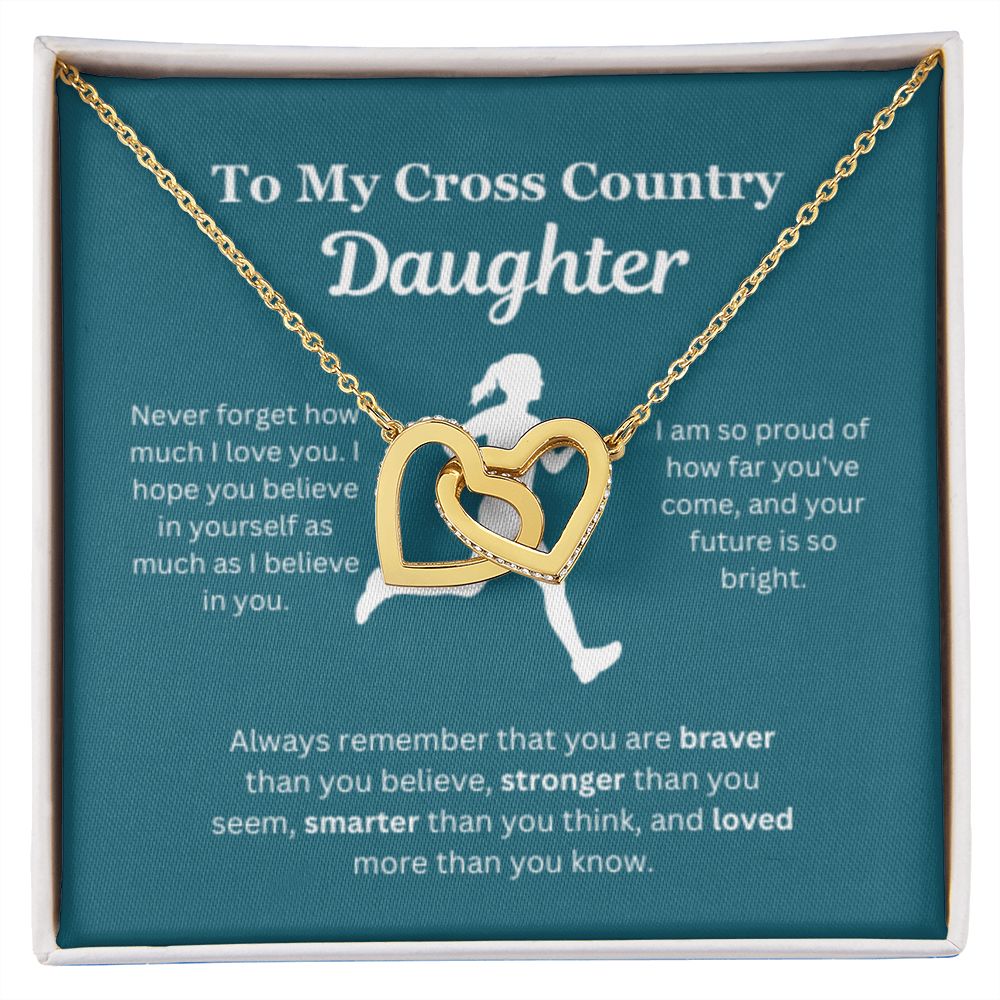 EllePendants To My Cross Country Daughter Necklace, Father Daughter Necklace, Mother Daughter Necklace, Daughter Birthday, Heart Jewelry, Gold Jewelry