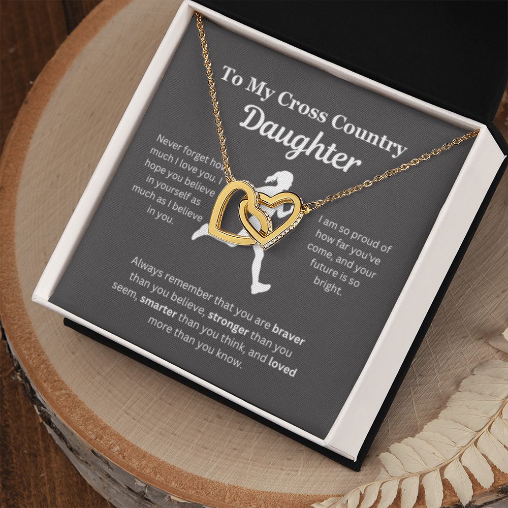 EllePendants To My Cross Country Daughter Necklace, Father Daughter Necklace, Mother Daughter Necklace, Daughter Birthday, Heart Jewelry, Gold Jewelry