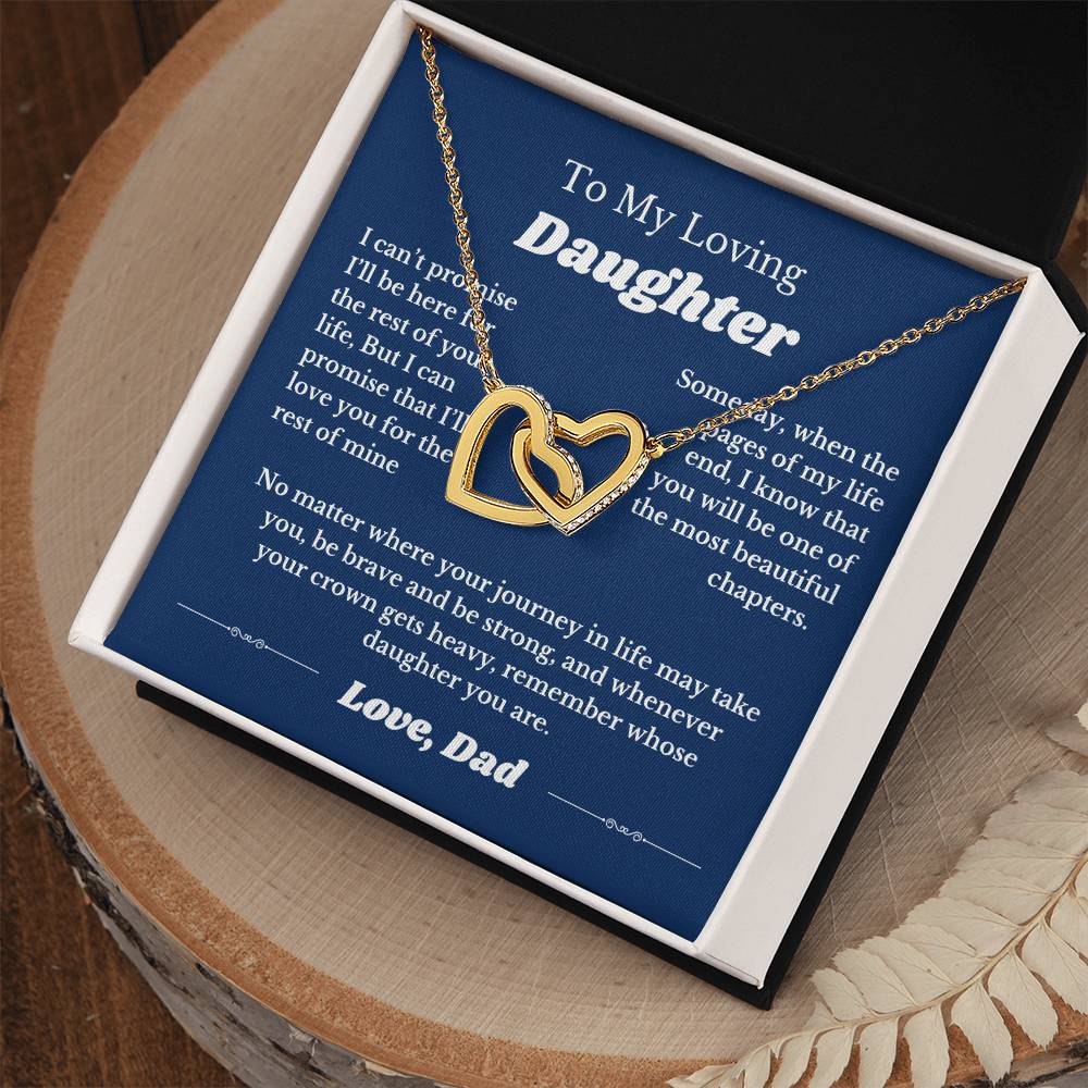 To My Daughter From Dad, Interlocking Hearts Necklace Gift from Father, Daughter Birthday, Wedding jewelry