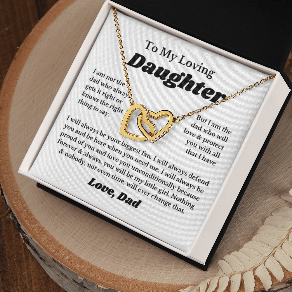 To My Daughter Interlocking Heart Necklace Gift From Dad, Jewelry