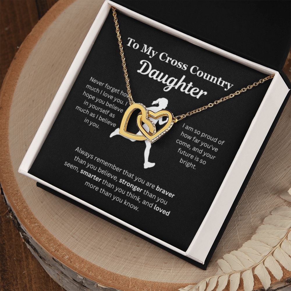 EllePendants To My Cross Country Daughter Necklace, Father Daughter Necklace, Mother Daughter Necklace, Daughter Birthday, Heart Jewelry, Gold Jewelry