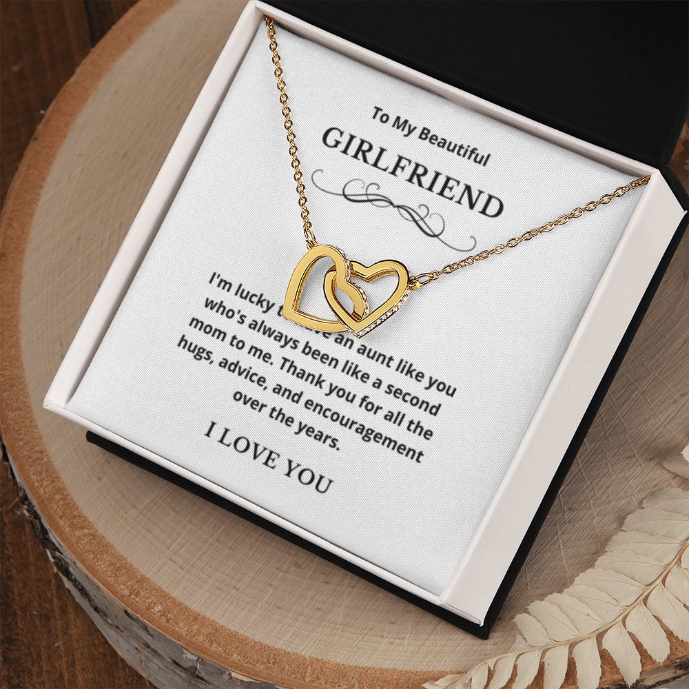 Interlocking Hearts To My Aunt Jewelry, Aunt Necklace Gift, Cousin Gift, Family Jewelry, Message Card Gift, For Aunt, Aunt Birthday