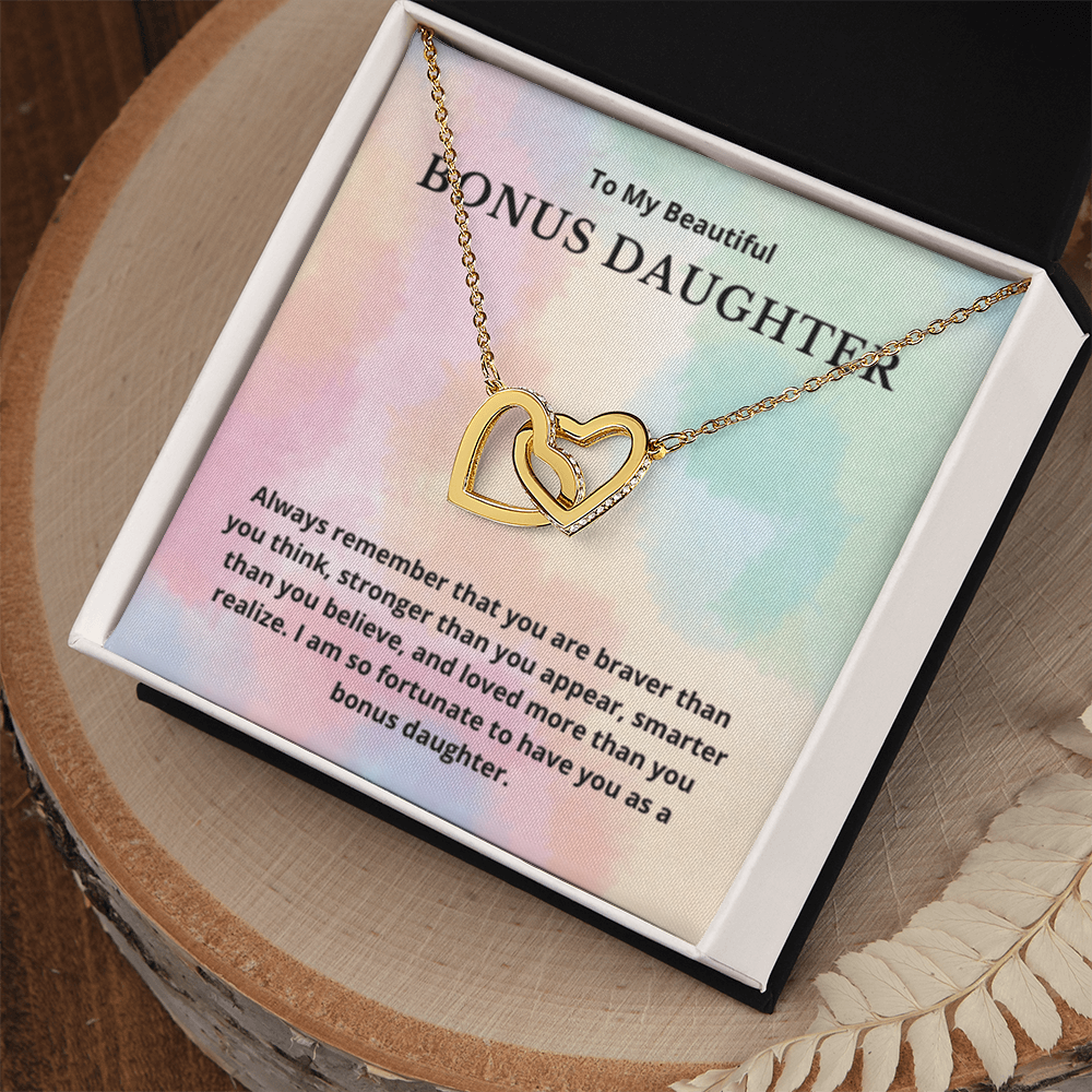 Bonus Daughter Gift for Step Daughter Interlocking Hearts Necklace