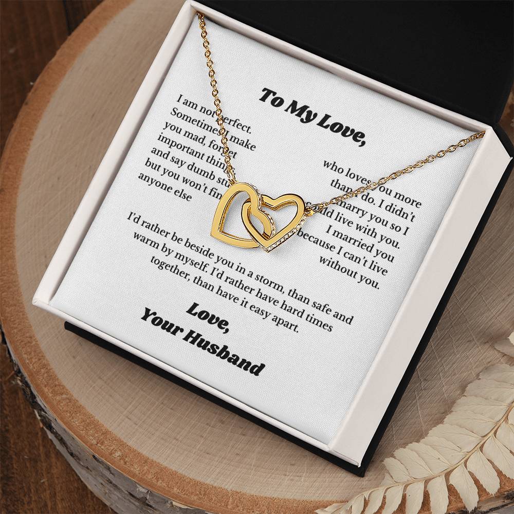 Gifts To My Love, Interlocking Heart Necklace for Wife From Husband, Anniversary Jewelry, Christmas Birthday for Her, Wifey, Valentines